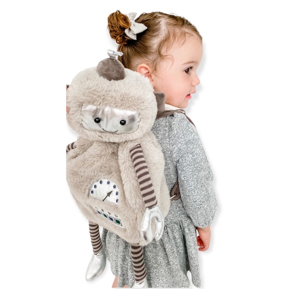 Mon Ami RADFORD Robot Plush Fluffy Toddler Backpack - Picture 4 of 7